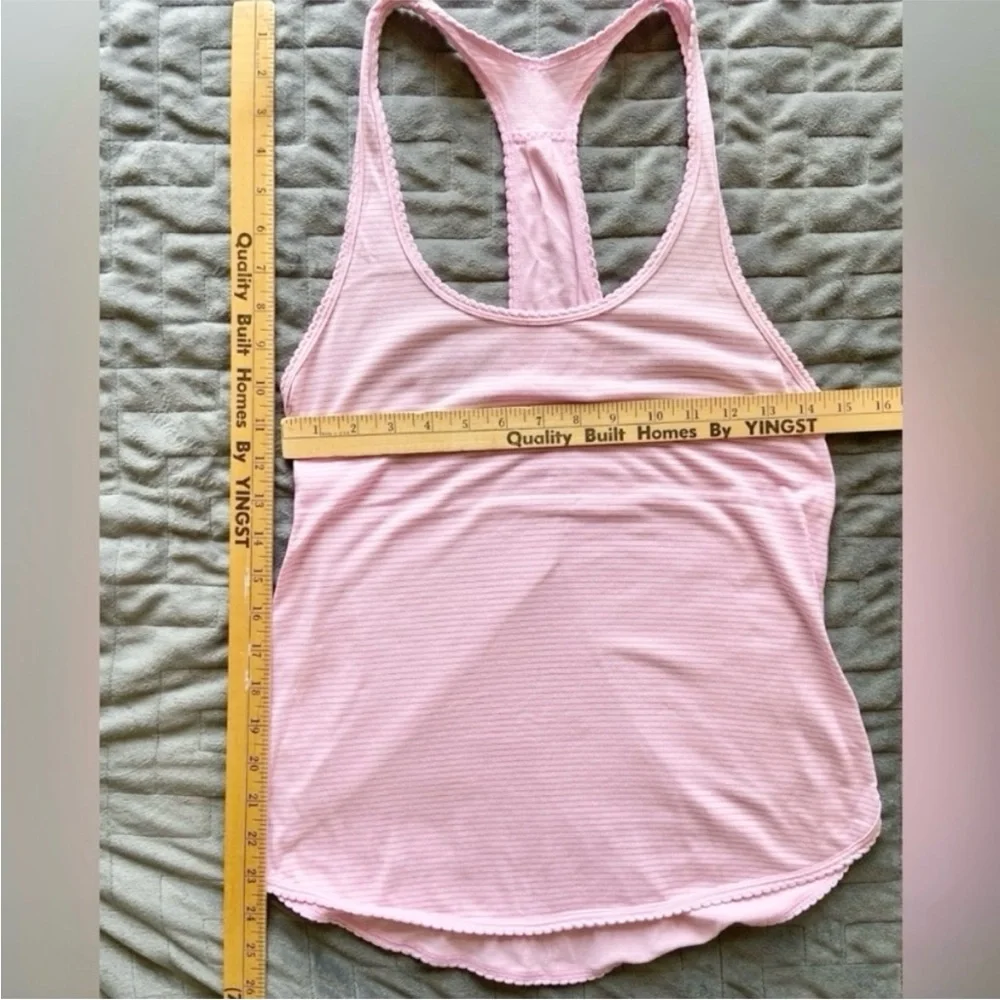 Lululemon Love Tank Pleated Pink With Gray Stripes Racerback
